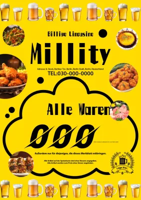 Einfache, gelbe, öffentliche Bar-Event-Anzeige