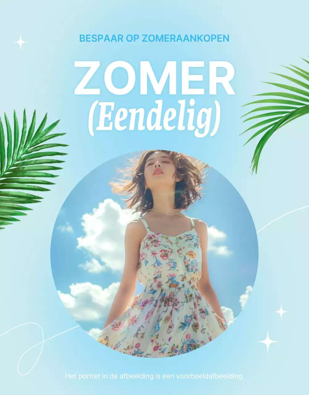 Promoot tropische zomermode in lichtblauw en mint