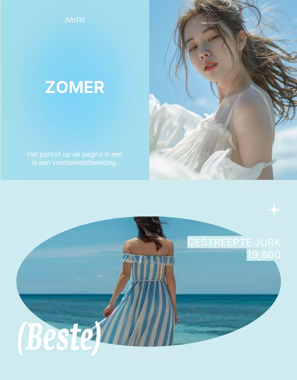 Promoot tropische zomermode in lichtblauw en mint