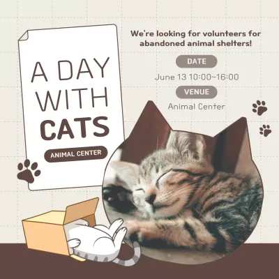 Beige Cute Animal Event Social Media Post