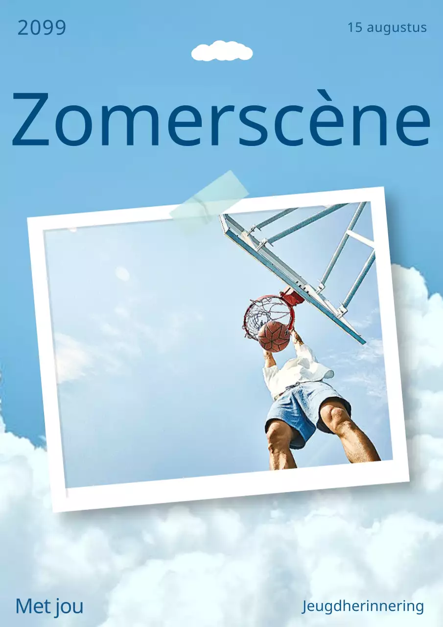 Flyer met eenvoudig zomergevoel in blauw en lichtblauw