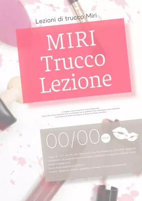 Annuncio di lezione di make-up in rosa e avorio