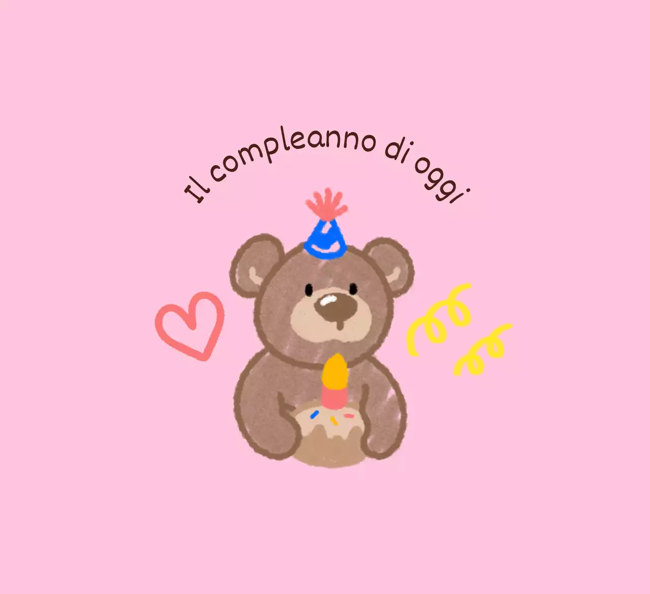 Buon compleanno con simpatici personaggi con un tocco di scarabocchio