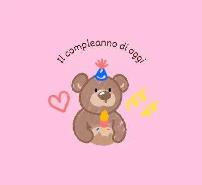 Buon compleanno con simpatici personaggi con un tocco di scarabocchio