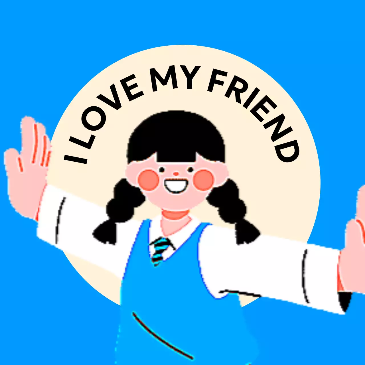 Desain anti-kekerasan dengan ilustrasi siswa dengan tangan terentang