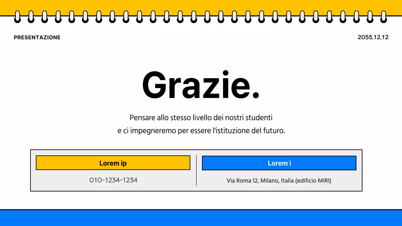Promuovere una semplice brochure scolastica gialla e blu