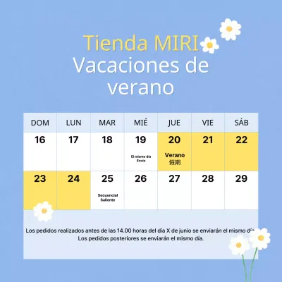 Anuncios de vacaciones de verano en azul claro y amarillo