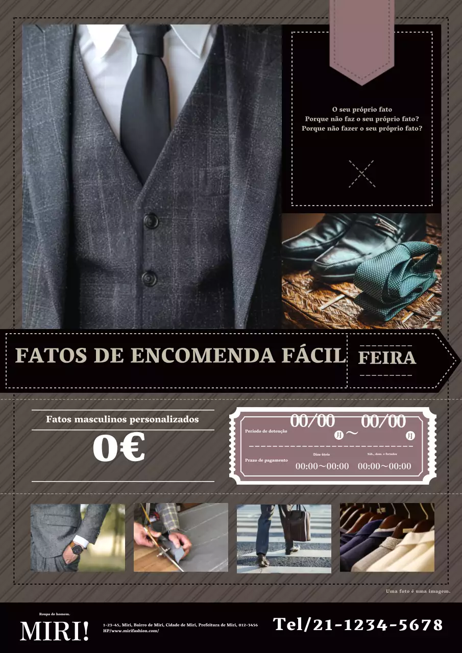 Anúncio de alfaiate castanho e preto