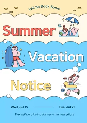 Colorful Playful Vacation Notice Poster