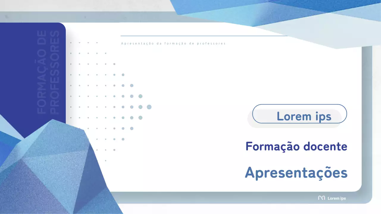 Apresentação simples de formação de professores em branco e azul