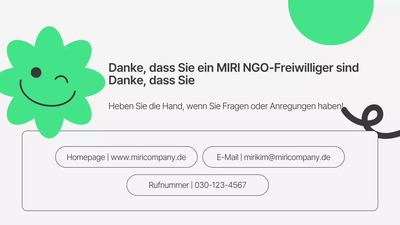 Eine einfache, grün-graue Einführung in die NRO-Freiwilligenarbeit vor dem Workshop