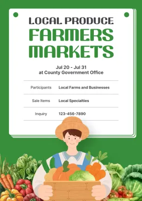 Green Simple Farmers Market Announcement Poster