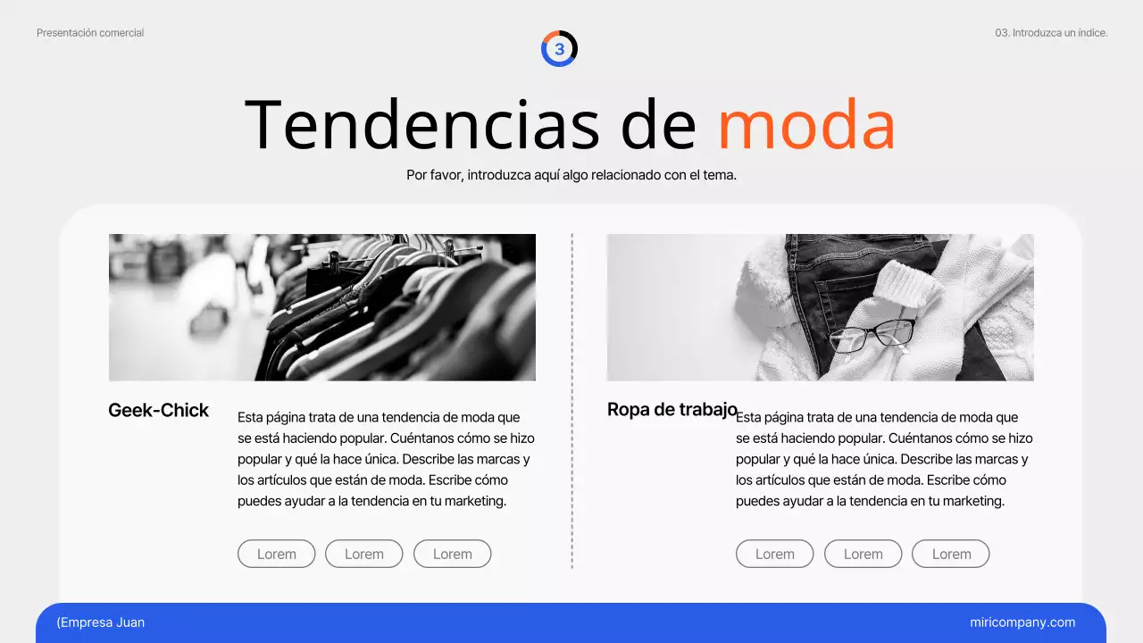Tendencias de marketing simples en azul y naranja Documento temático