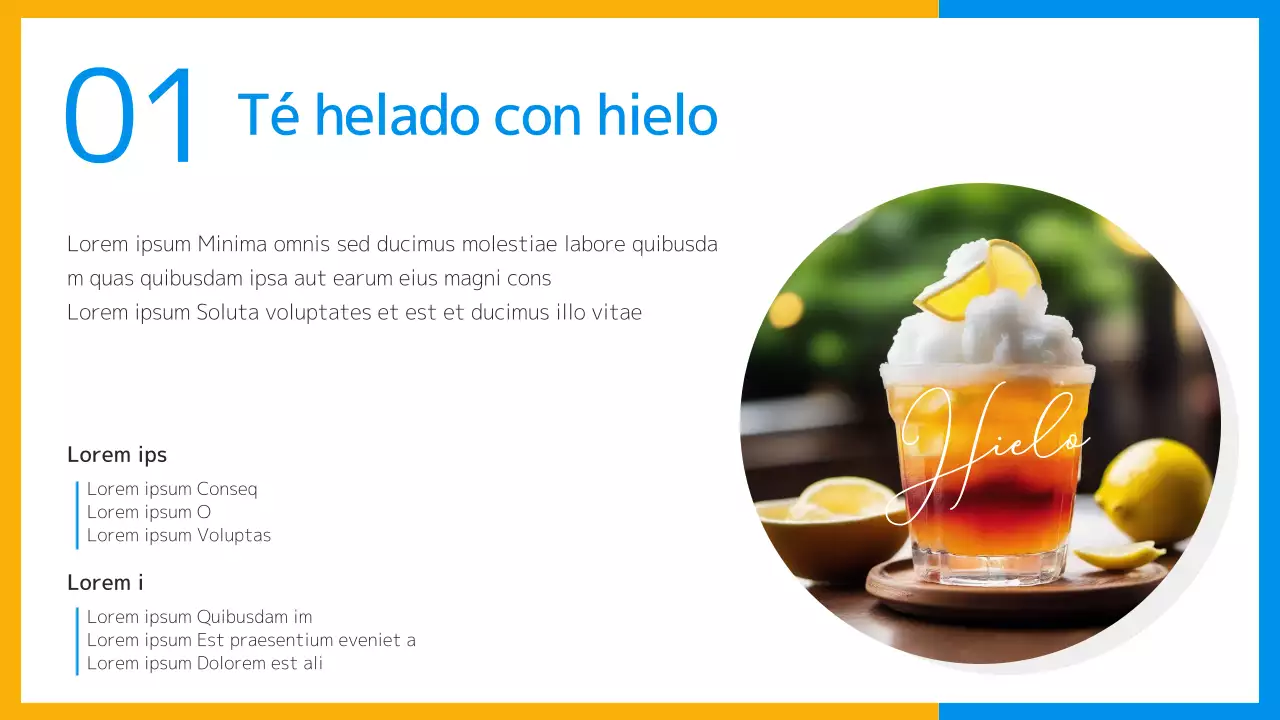 Una refrescante receta de postre veraniego en amarillo y azul claro