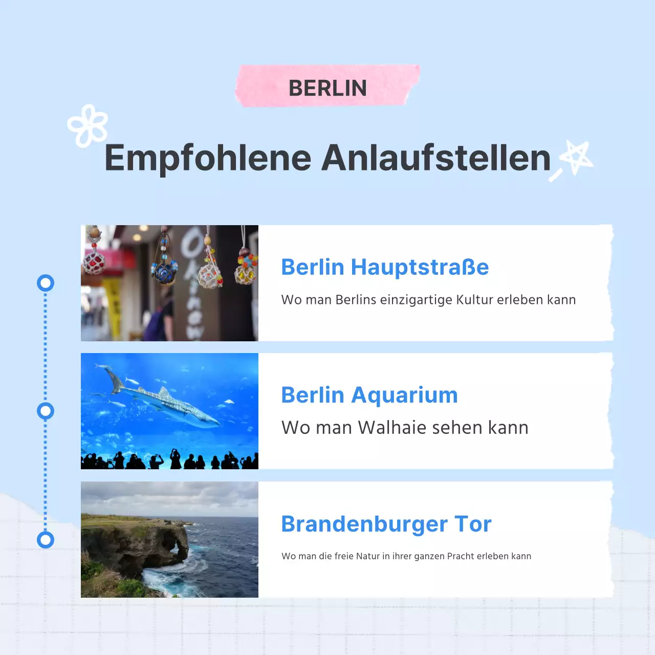 Eine einfache Sommerreisezielanzeige in Hellblau und Rosa