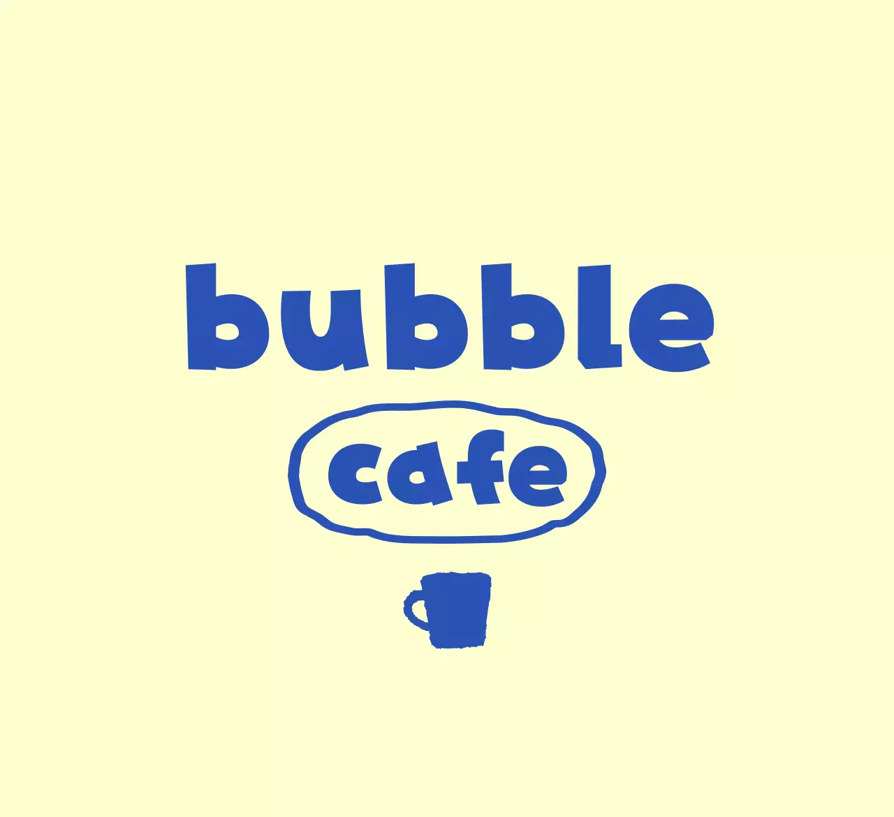 노란색과 파란색의 카페 음료 일러스트 컨셉 홍보