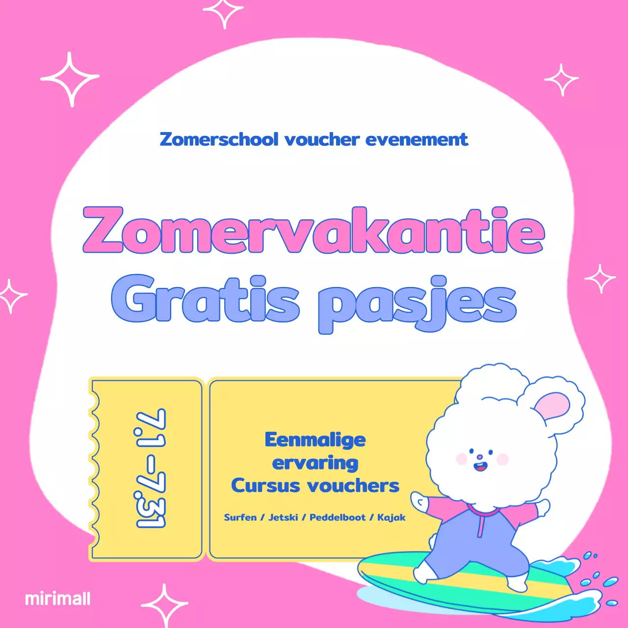 Pop-art advertentie voor zomerevenement in chartreuse en lichtblauw