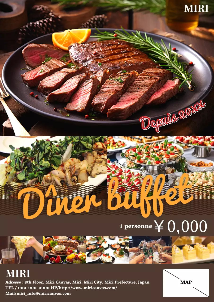 Buffet publicitaire simple et élégant de couleur marron