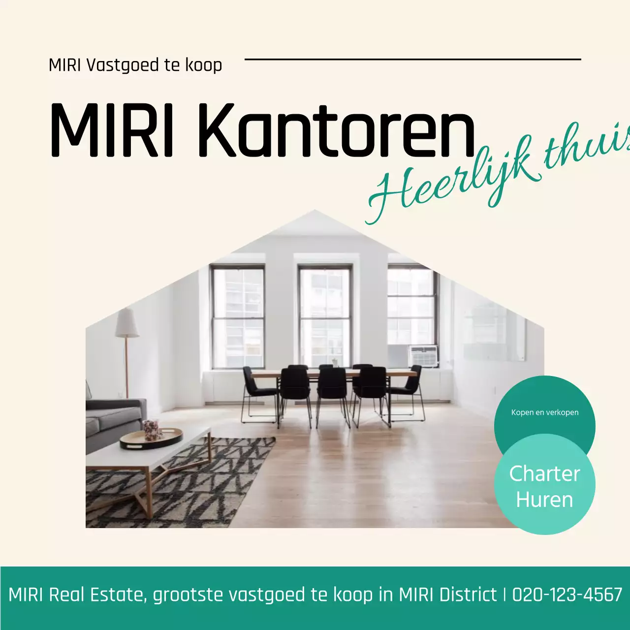 Moderne advertentie te koop in ivoor en mint