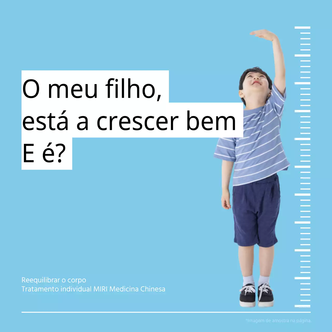 Promoção de uma clínica de crescimento infantil de medicina chinesa simples em azul claro e laranja