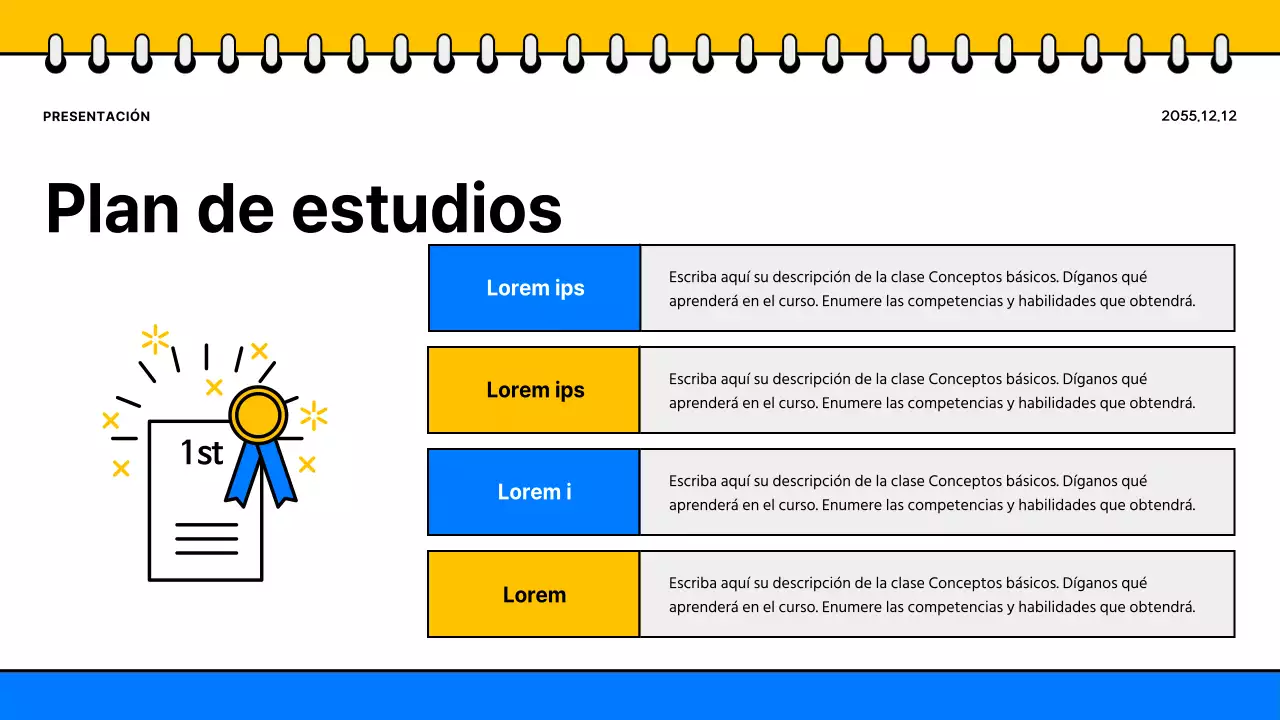 Promover un sencillo folleto escolar amarillo y azul