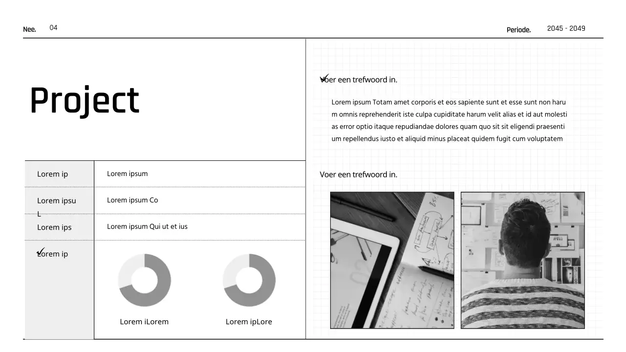 Eenvoudige zwart-wit printbare portfolio in dagboekstijl