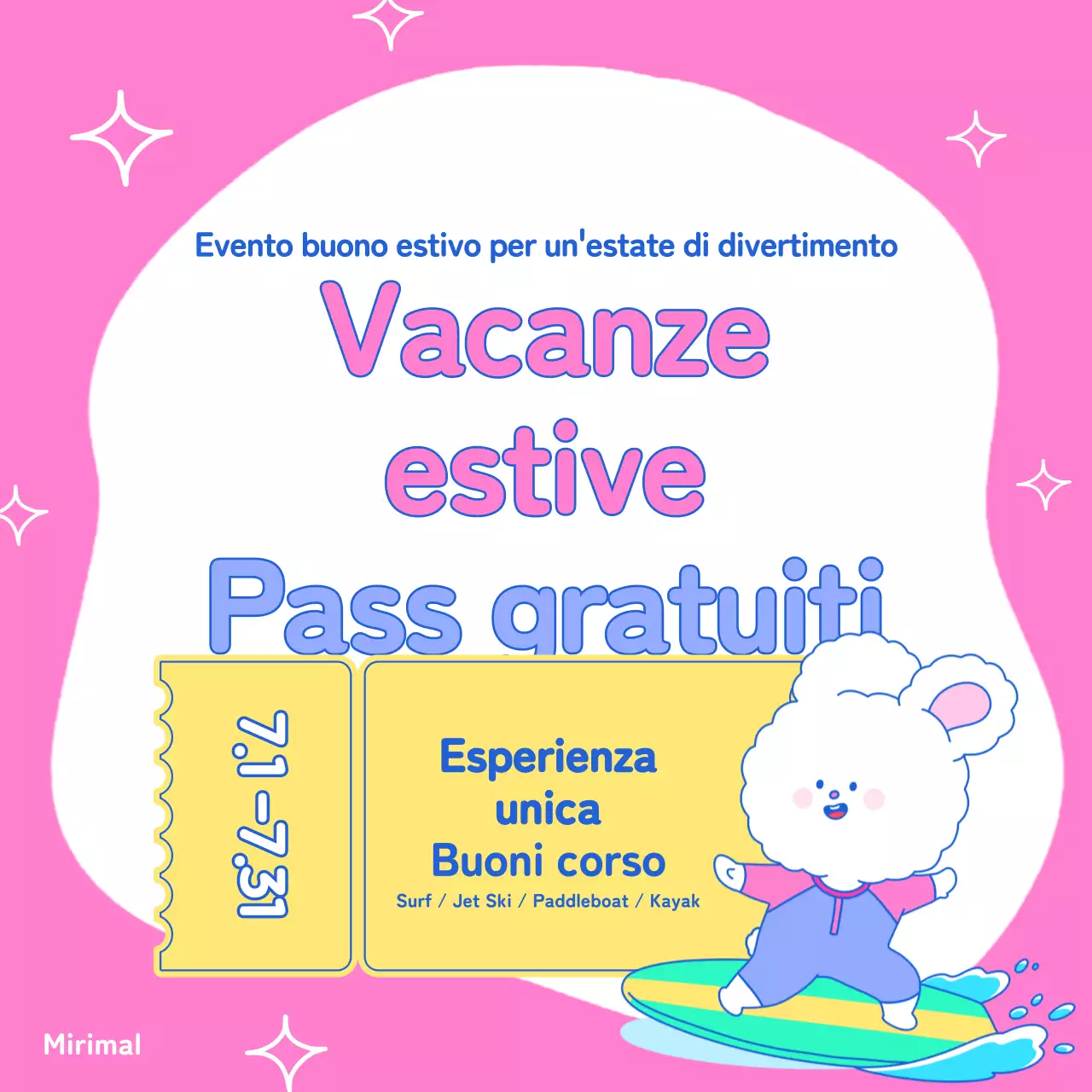 Pubblicità pop-art per eventi estivi in chartreuse e azzurro
