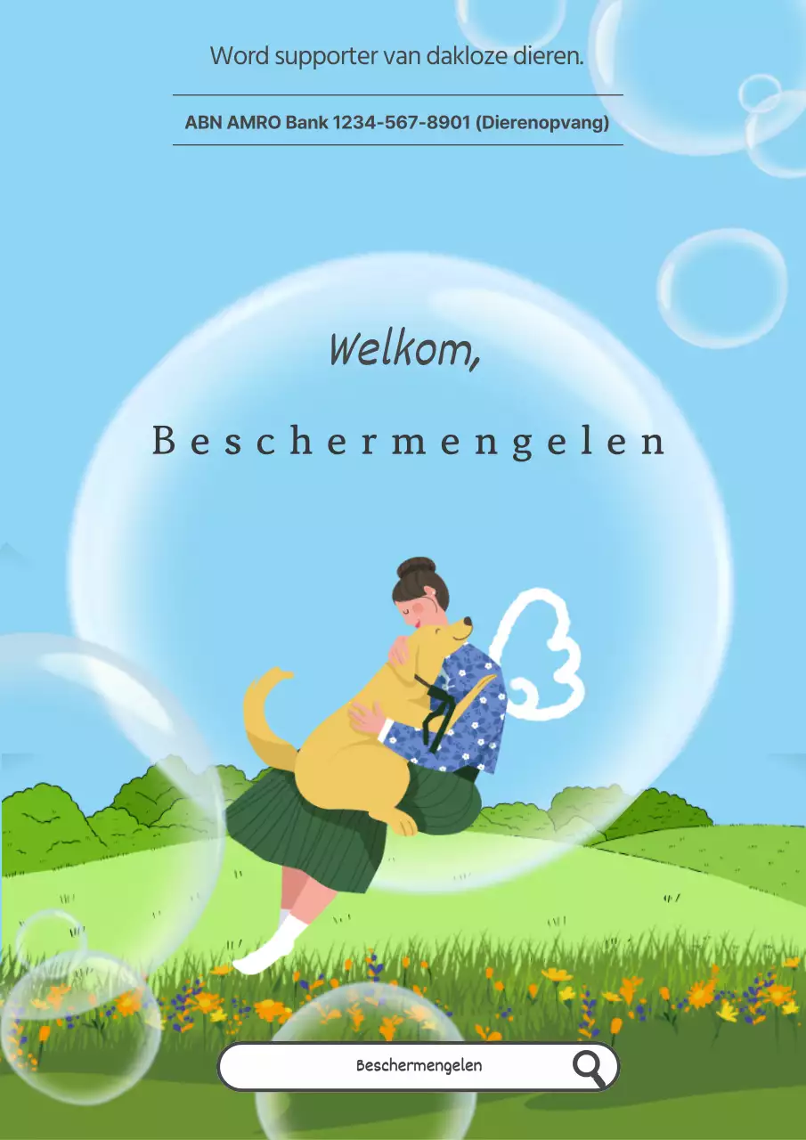 Een eenvoudige groene en lichtblauwe achtergrond om de bescherming van zwerfhonden te promoten