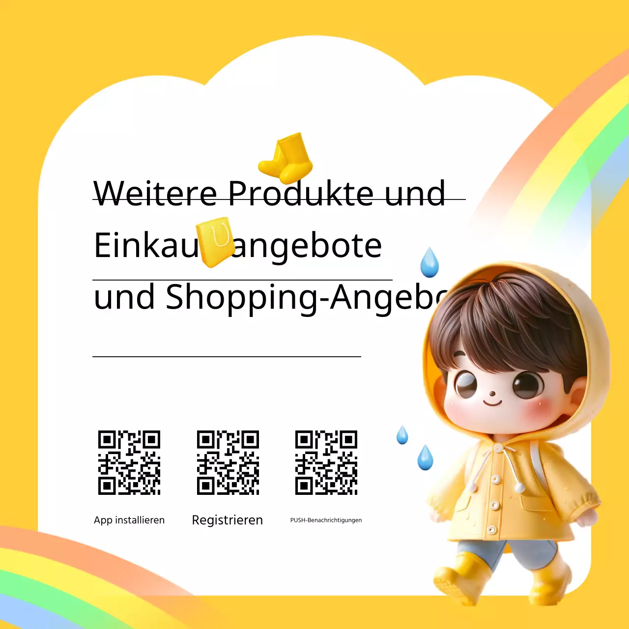 Förderung hübscher gelber und hellblauer Produkte für die Regenzeit