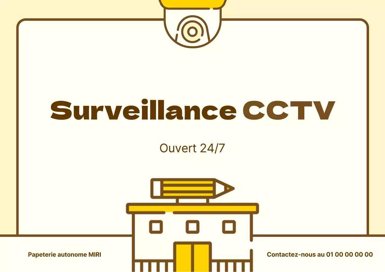 Avis simple d'enregistrement de vidéosurveillance jaune et marron