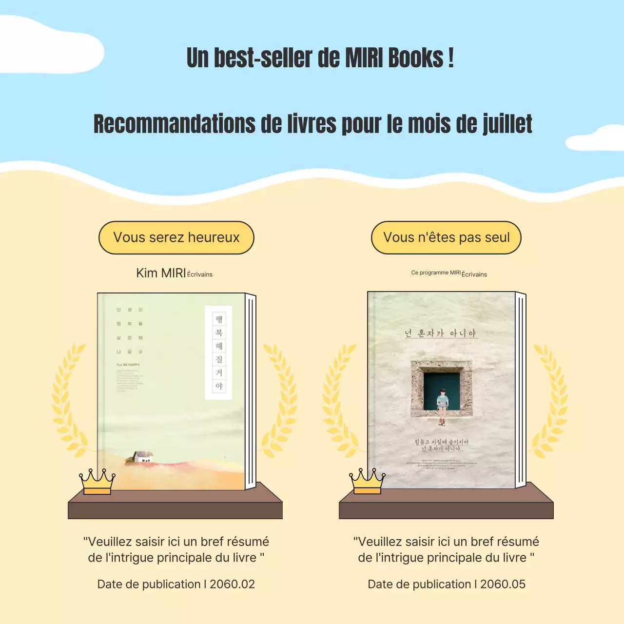 Promouvoir un groupe de lecture estival en bleu clair et beige