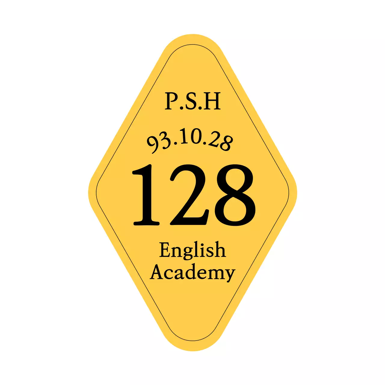 호텔 키링 모양의 도형과 세리프체가 있는 감성적인 느낌의 영어 아카데미