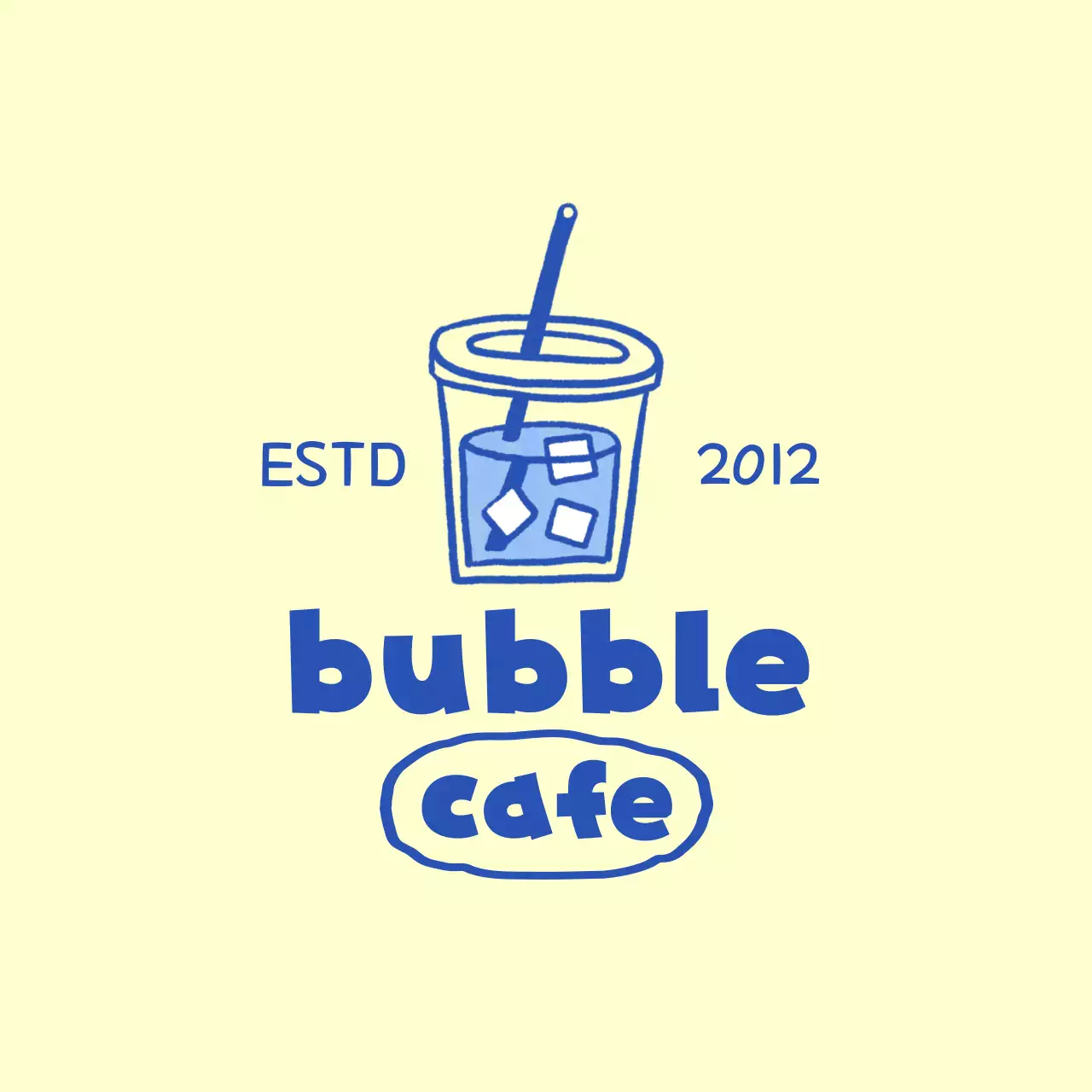 Promote a yellow and blue cafe drink illustration concept