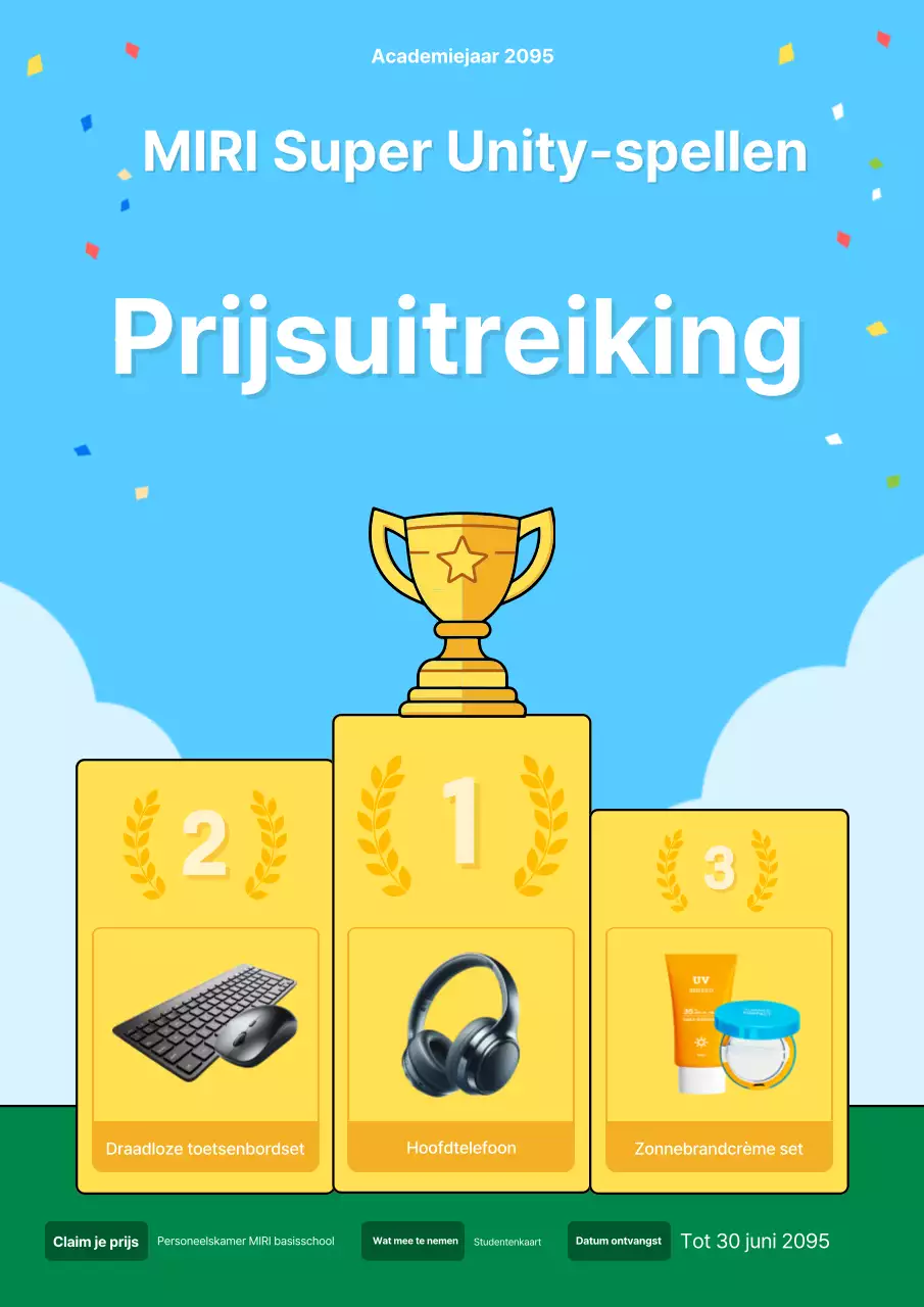 Een lichtblauwe en groene sportdag voor basisscholen promoten