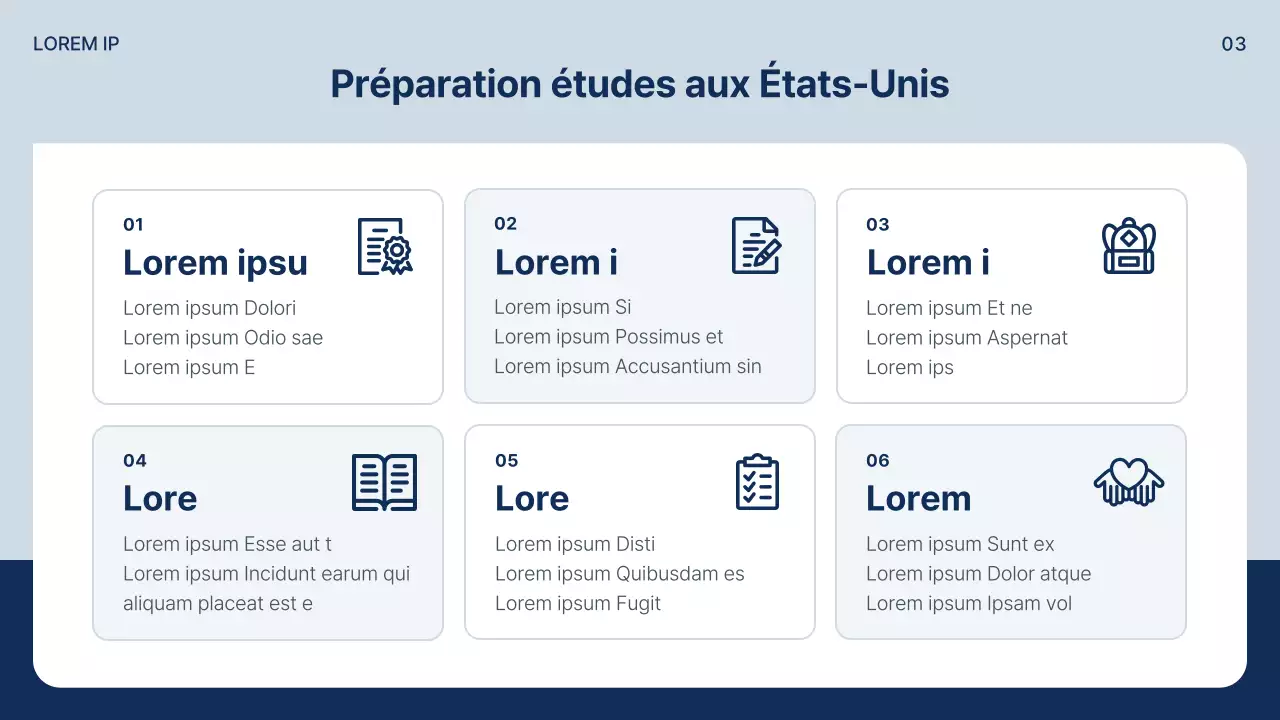Un simple prospectus d'études à l'étranger en bleu marine et gris