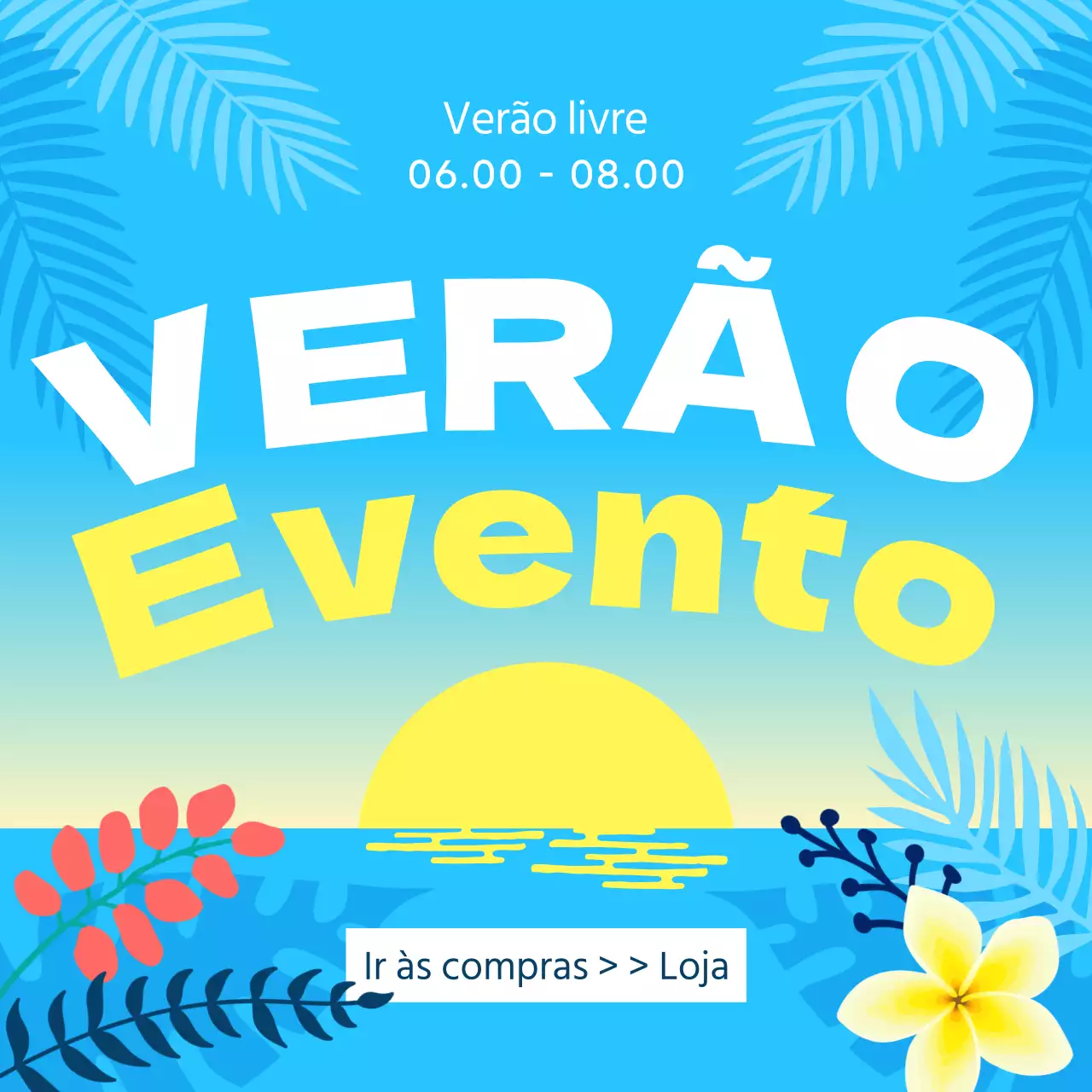 Guia de vendas Tropical Summer em azul claro e amarelo