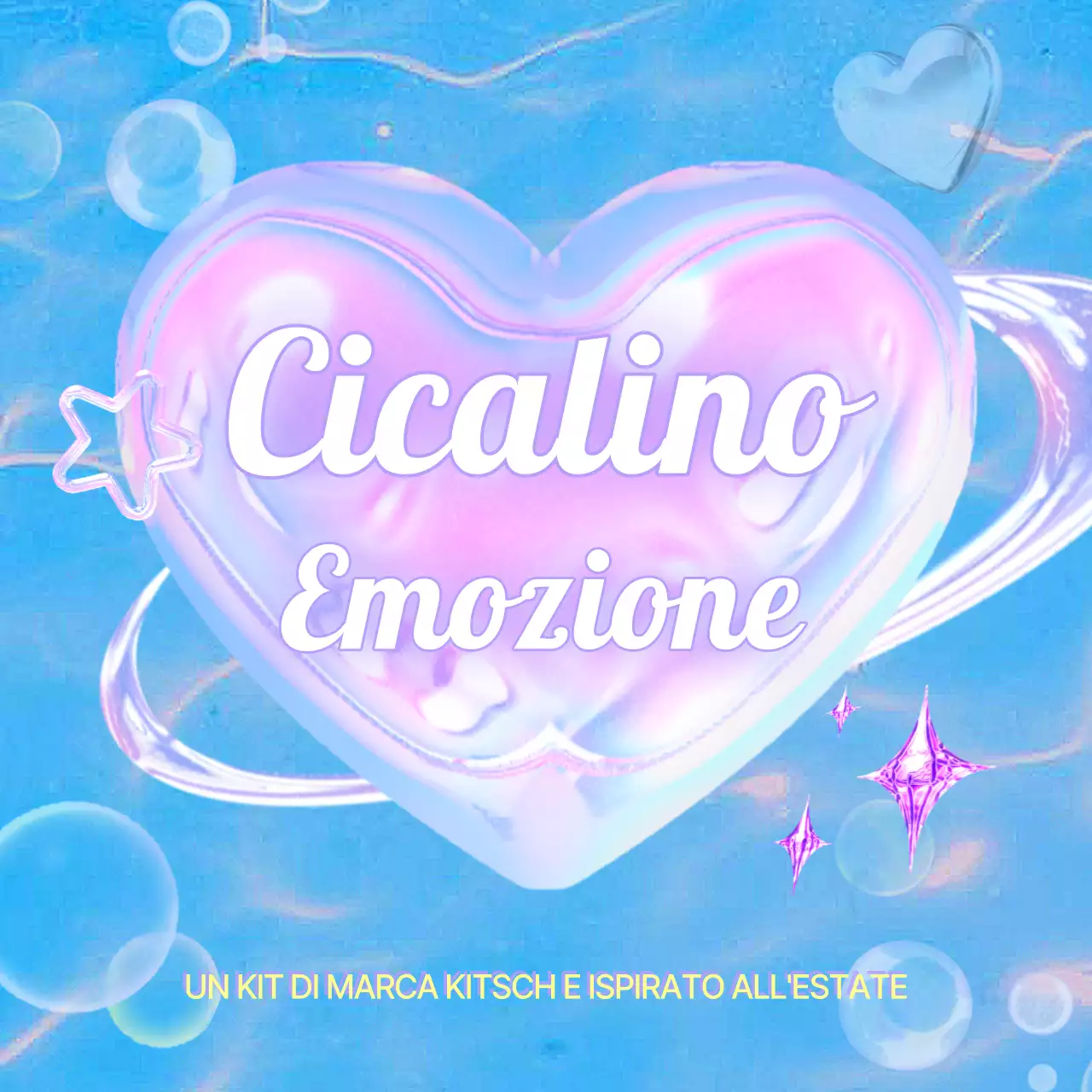 Messaggi kitsch con il marchio Y2K in azzurro