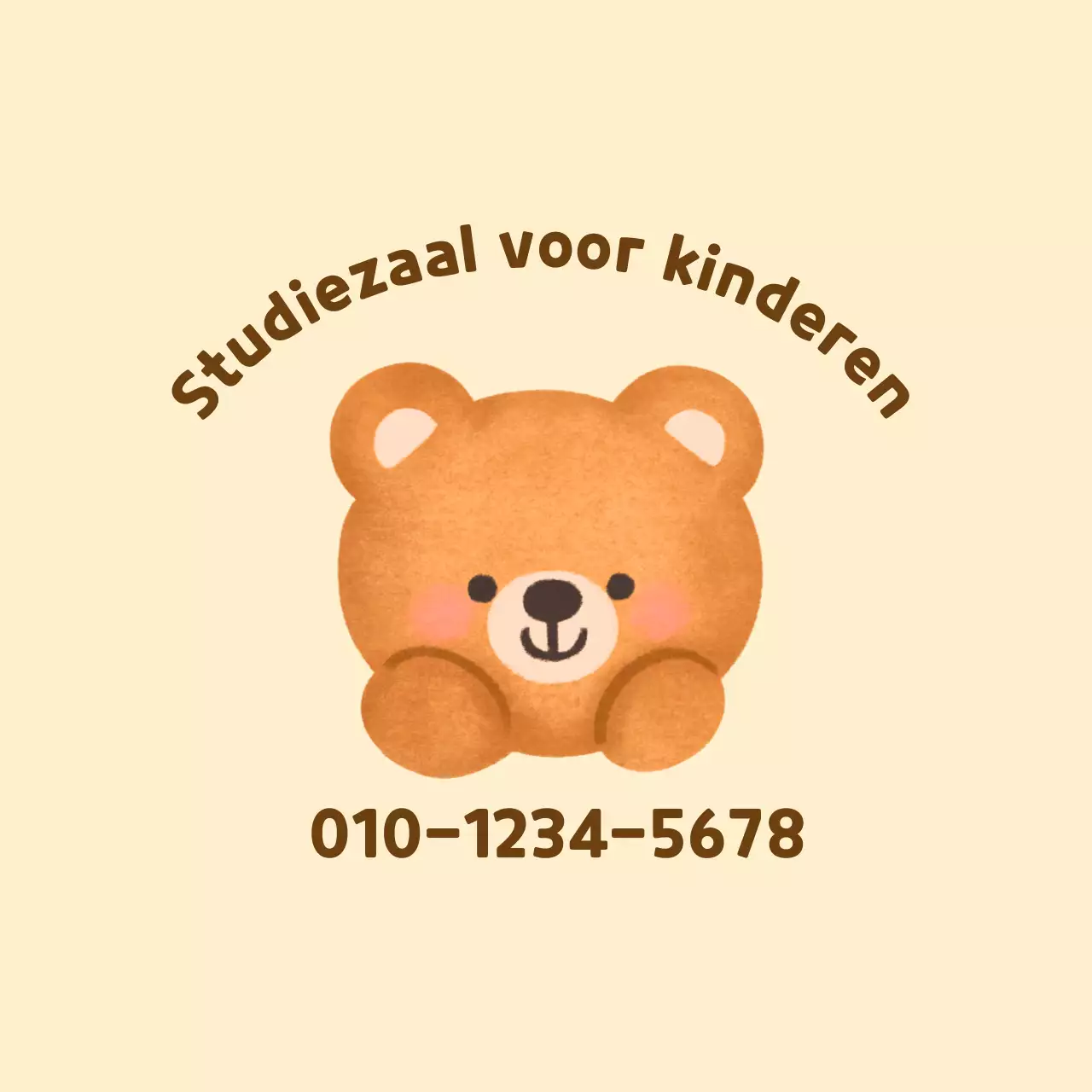 Geel en bruine teddybeer illustratie voor studeerkamer promotie