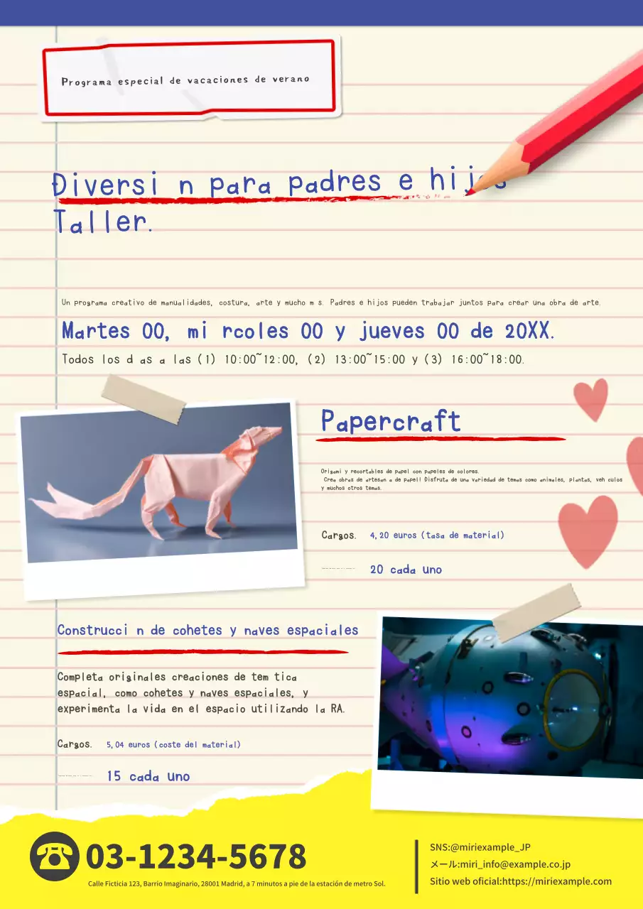 Presentamos un sencillo especial de vacaciones de verano en beige y azul, con talleres para padres e hijos