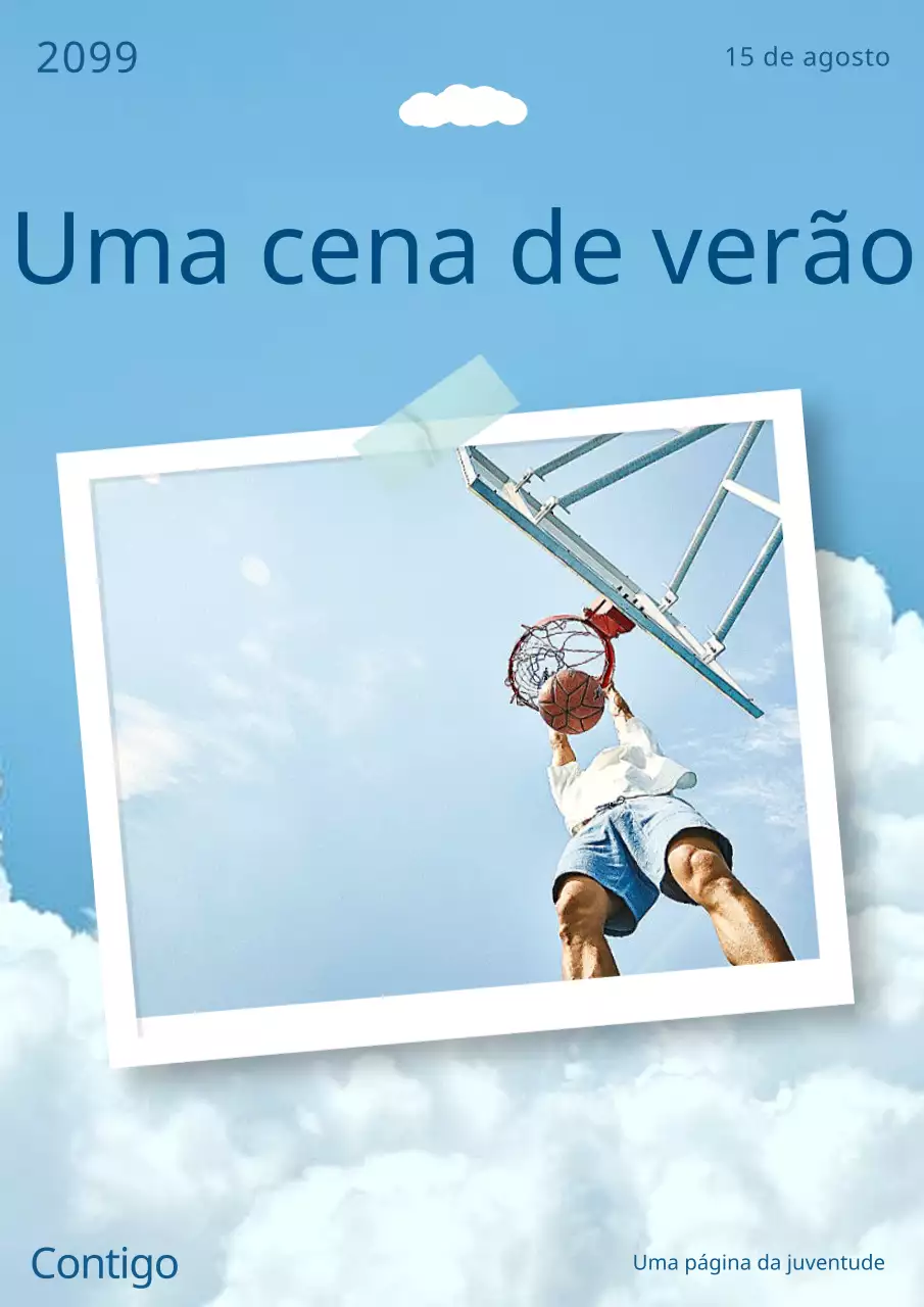 Folheto simples com sentimentos de verão em azul e azul claro