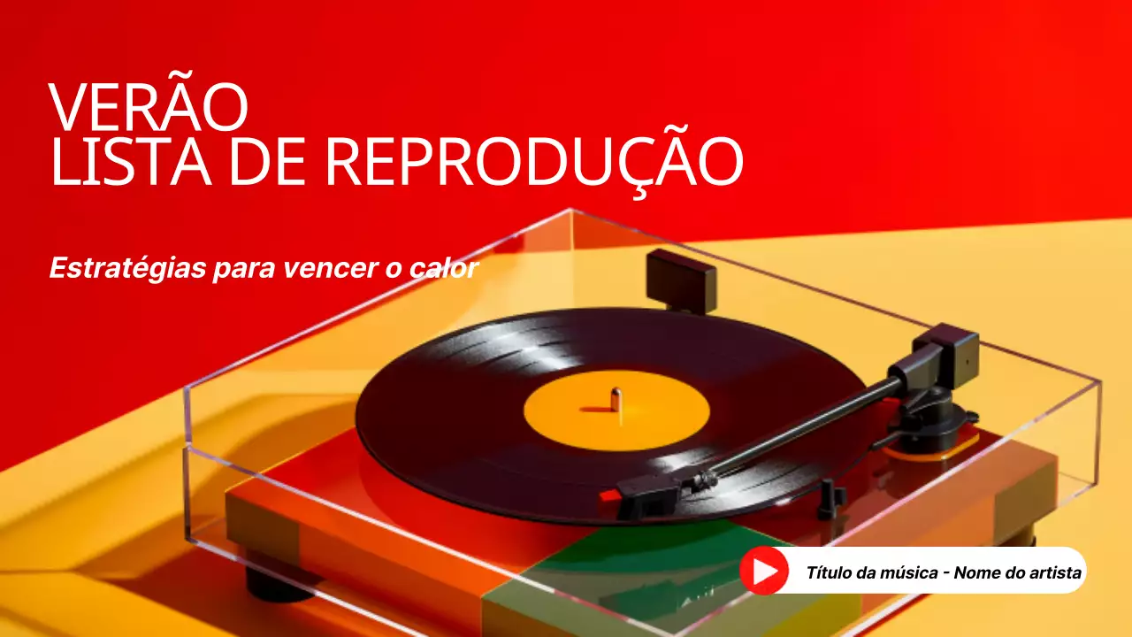 Capa vintage para lista de reprodução de música de verão em vermelho e amarelo