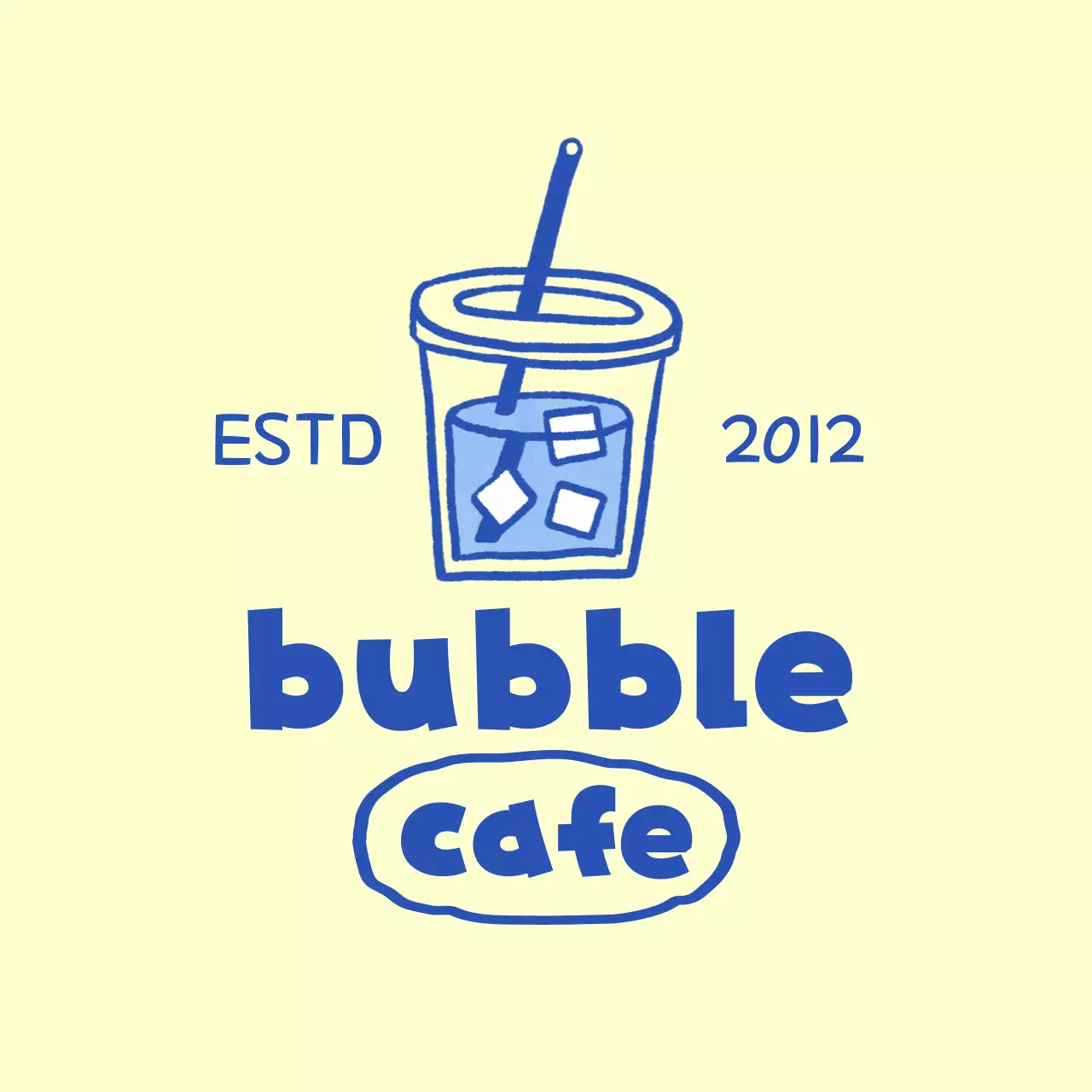 노란색과 파란색의 카페 음료 일러스트 컨셉 홍보