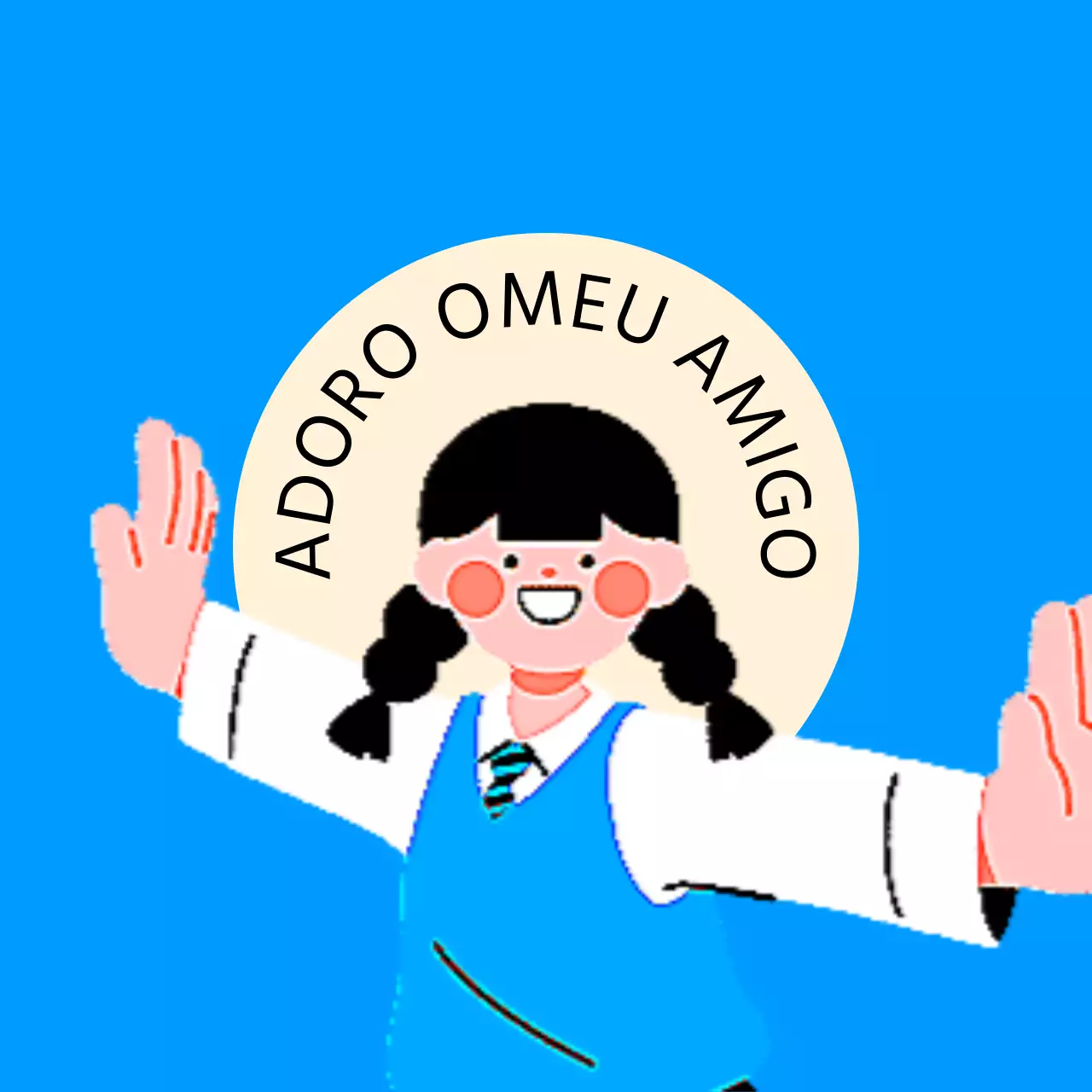 Desenho anti-violência com ilustração de estudantes com os braços estendidos