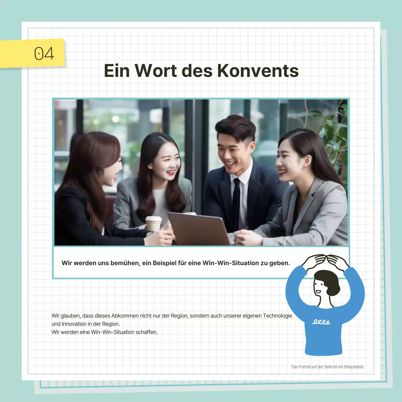 Förderung einer Zeremonie für eine mintblaue Geschäftsvereinbarung