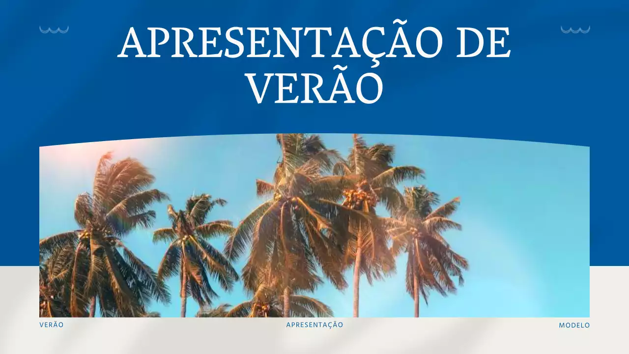 Apresentação de fundo simples de verão em azul e marfim