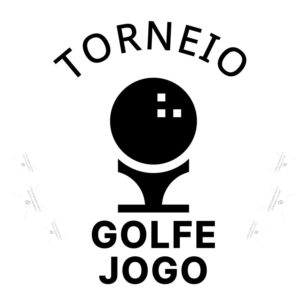 Marca de taco com ilustração de bola de golfe para fins promocionais