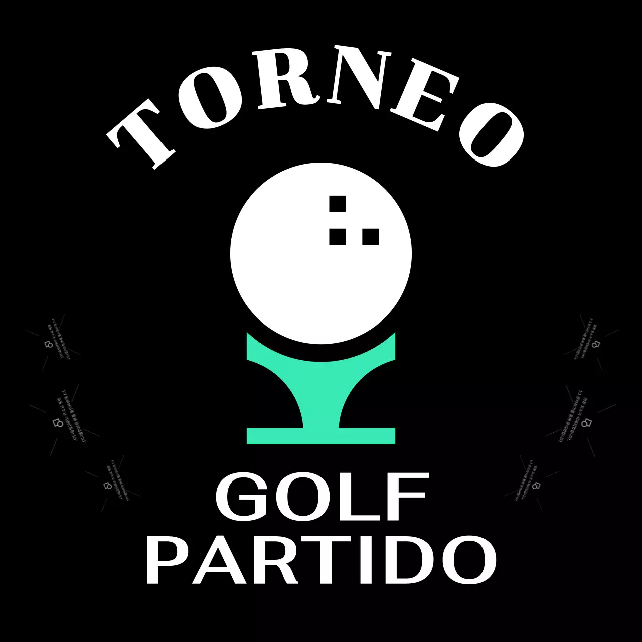 Marca de palo con ilustración de pelota de golf para fines promocionales