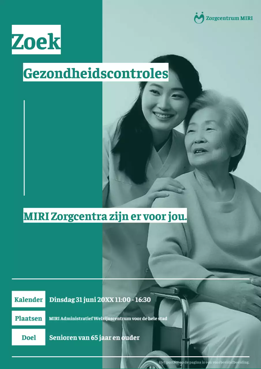 Mint en wit minimalistische huis-aan-huis aankondiging van gratis kauwgomcontrole voor ouderen