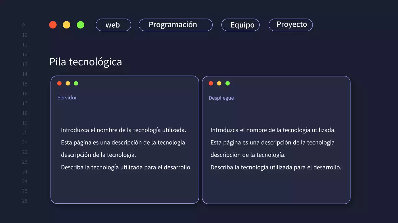 Una sencilla propuesta de proyecto de equipo de desarrollo en azul marino