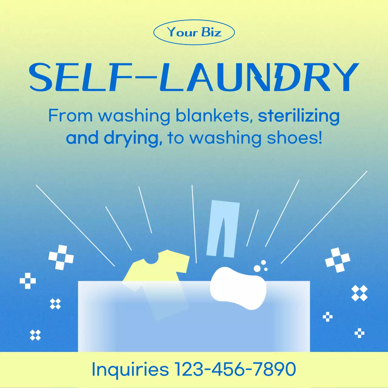 Blue Modern Laundry Promotion Social Media Post